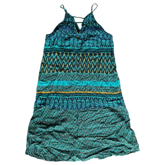 Prana Women's Nari Ikat Green Laurel Halter Relaxed Fit Midi Dress - Size Large - Picture 5 of 8